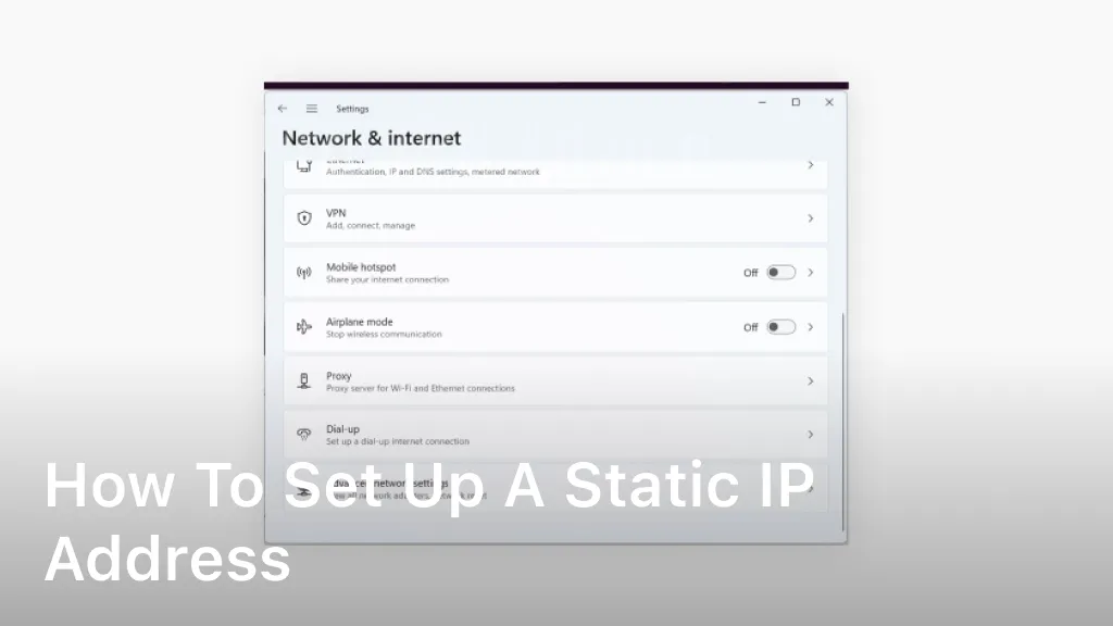 How To Set Up A Static IP Address